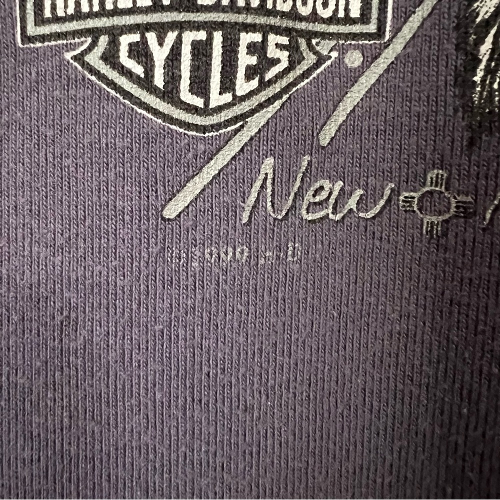 Vintage 1999 Harley Davidson Women's XL Purple Short Sleeve Sweatshirt Santa Fe - Picture 6 of 9